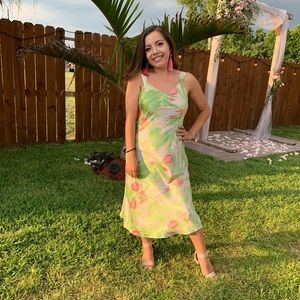 Green floral dress